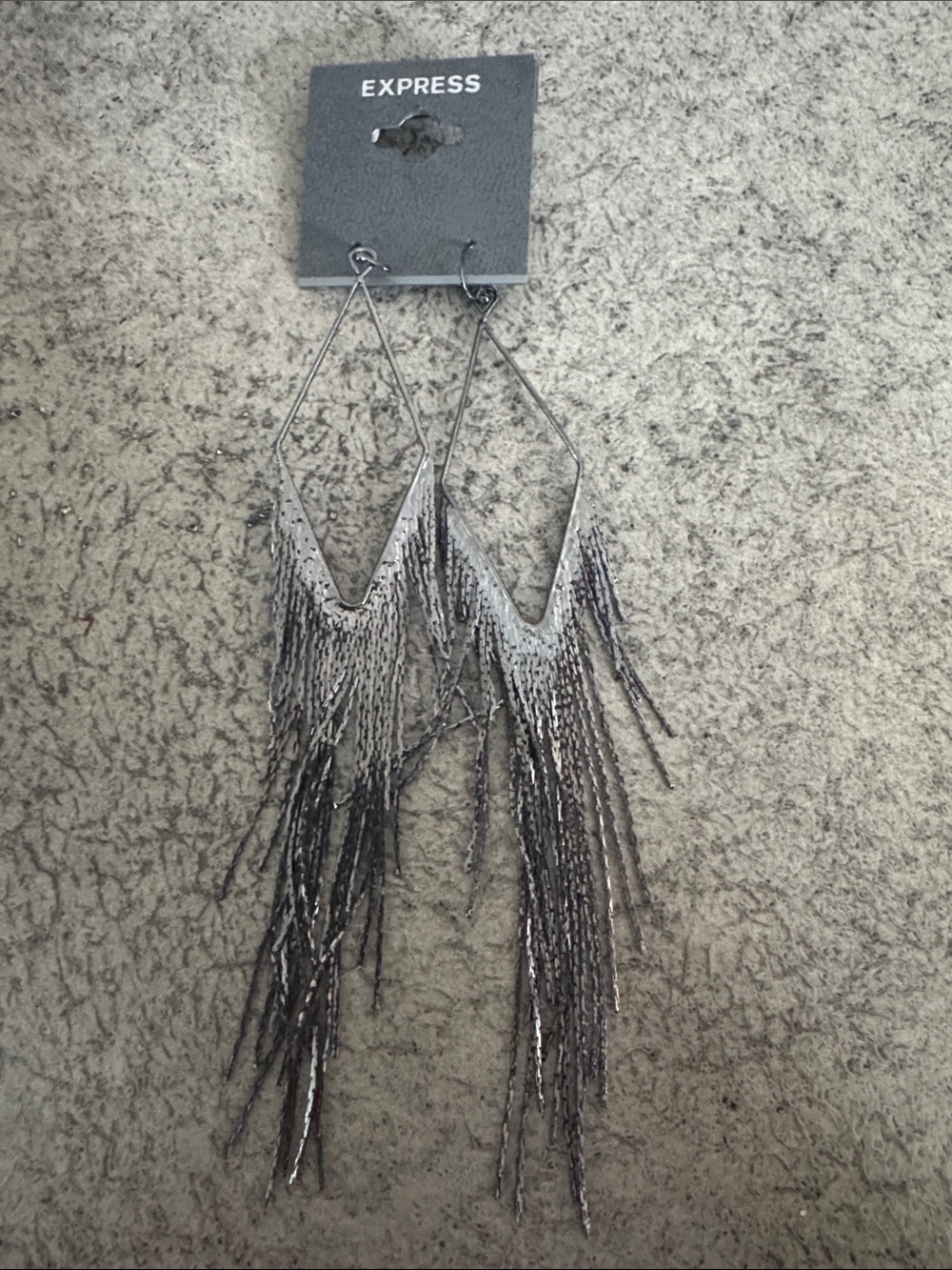 Express Silver-Tone Fringe V Drop Earrings